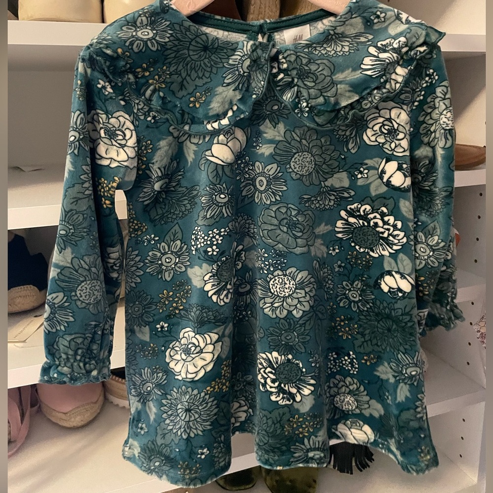 H&M velour floral dress